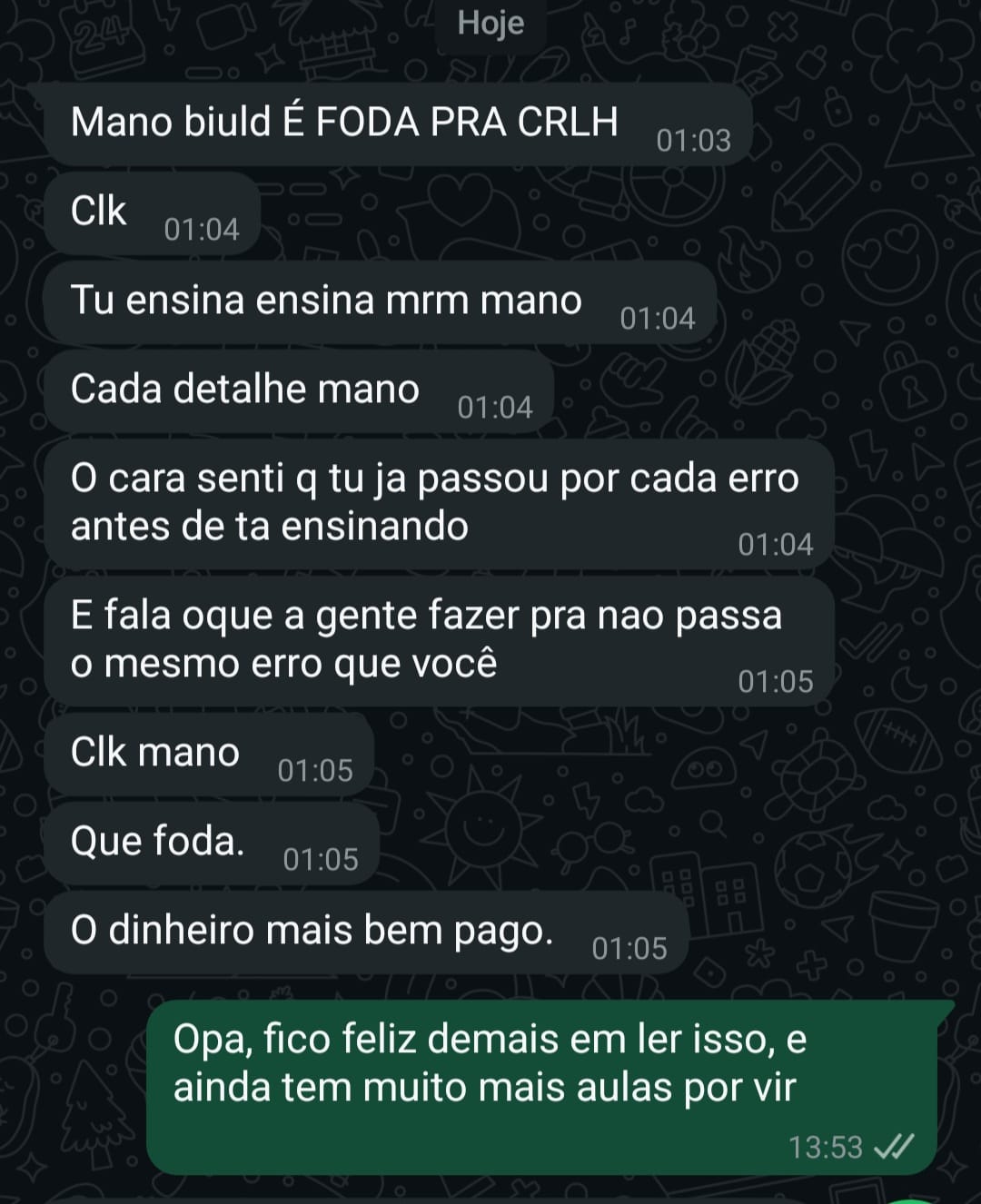 Depoimento do aluno 1